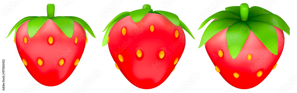 3d render of red sweet strawberry, the symbolic of love purity 3d render of red sweet strawberry, the symbolic of love purity