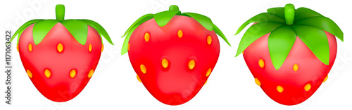 3d render of red sweet strawberry, the symbolic of love purity