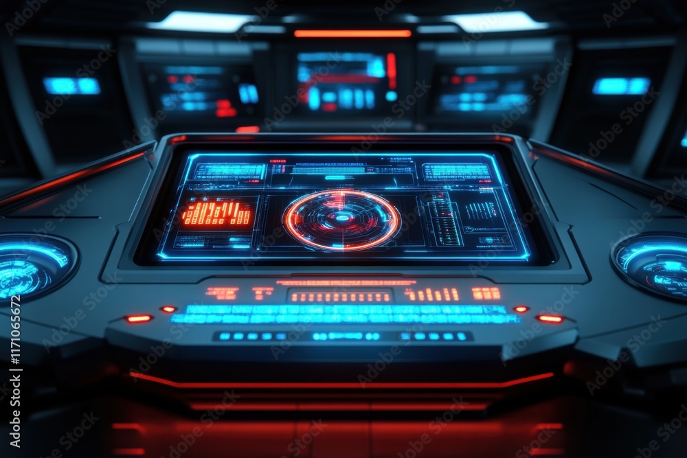 Futuristic Control Panel with Neon Lights Futuristic Control Panel with Neon Lights