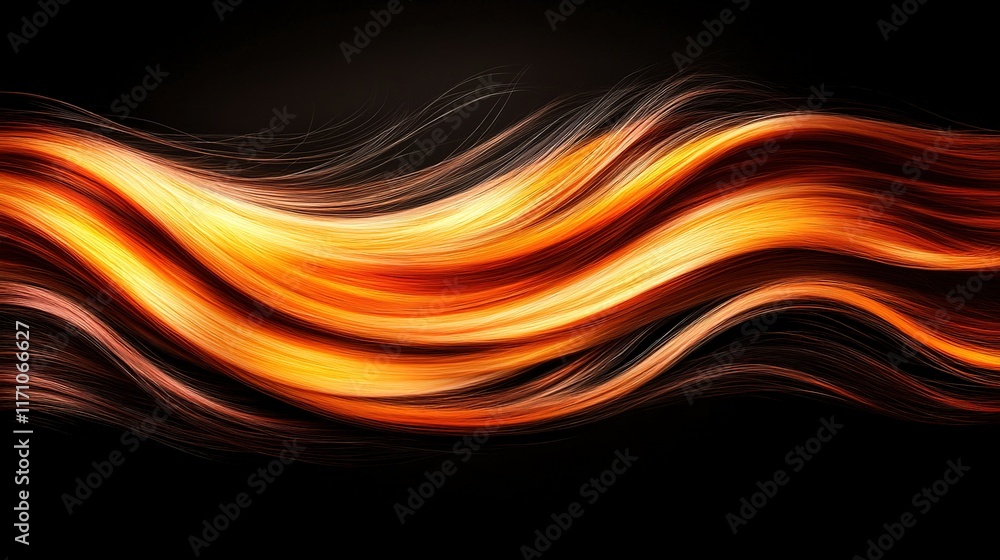 Obraz premium Flowing Waves of Vibrant Orange and Black Hair on Dark Background