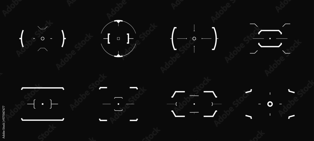 Futuristic Cyberpunk Crosshair Vector Design Set.