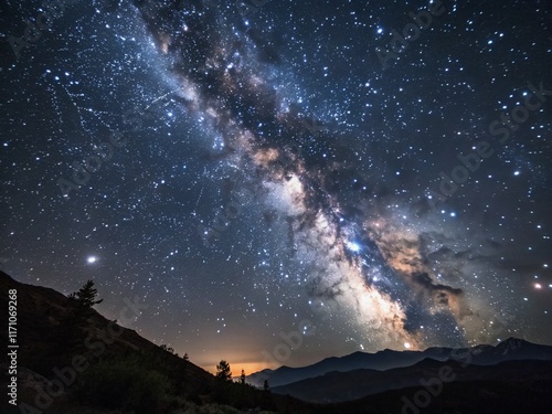 Panoramic Night Sky Astrophotography of Canis Venatici Constellation photo