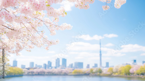 桜と都会の風景　Cherry blossom