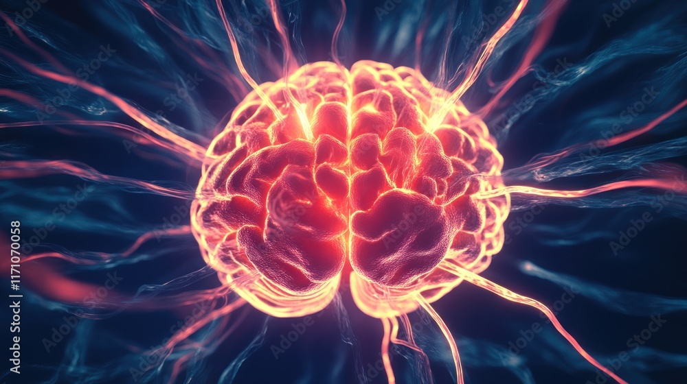 Obraz premium The Glowing Brain: Neural Pathways