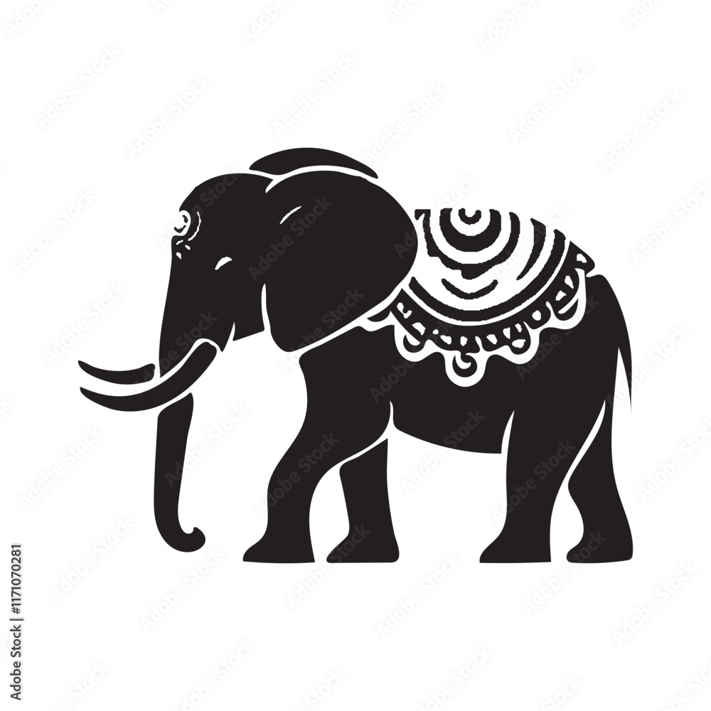 Obraz premium Elephant circus game silhouette vector with white background