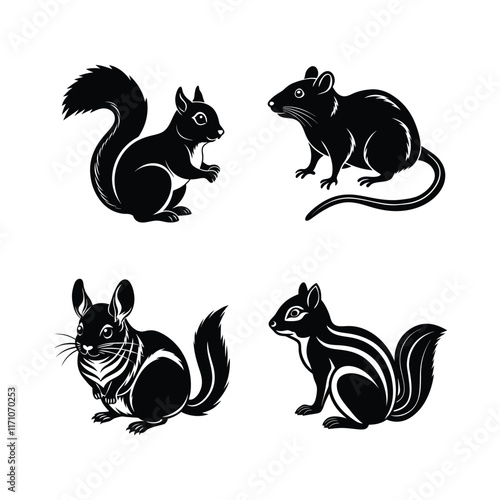 Rodent domestic animal vector silhouette bundle