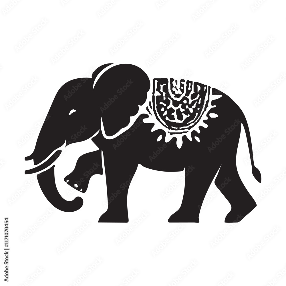Fototapeta premium Elephant silhouette vector with white background