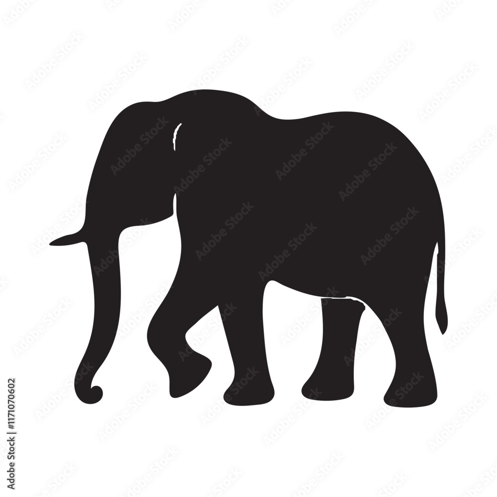 Fototapeta premium Elephant silhouette vector with white background