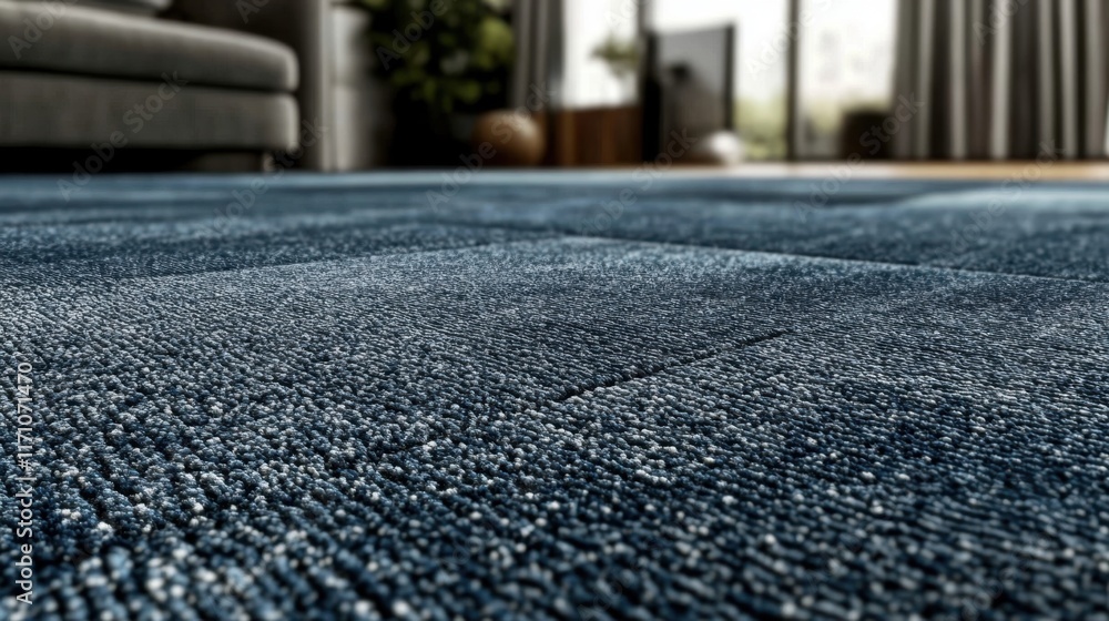 custom made wallpaper toronto digitalA close-up view of a textured blue carpet in a modern living space.