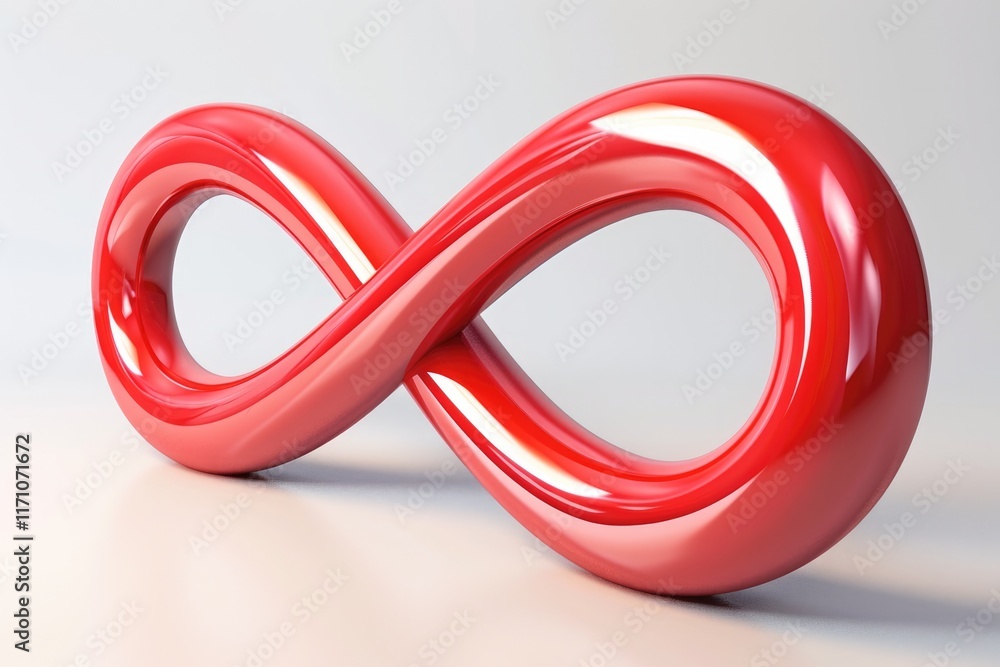 Naklejka premium 3D Infinite Illusion: Red Shiny Symbol on White Background