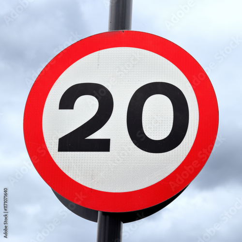 Speed limit sign 20 miles or kilometers per hour