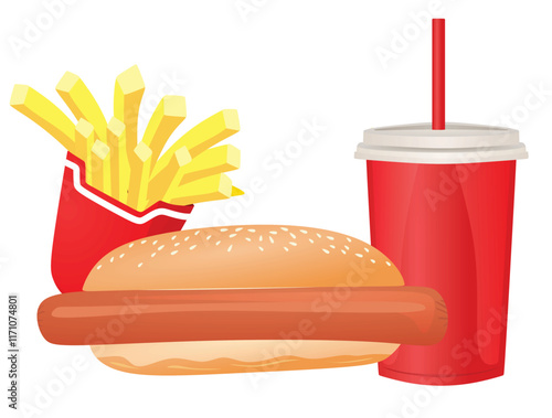 Fast food set, vector illustration