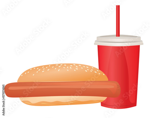 Fast food set, vector illustration