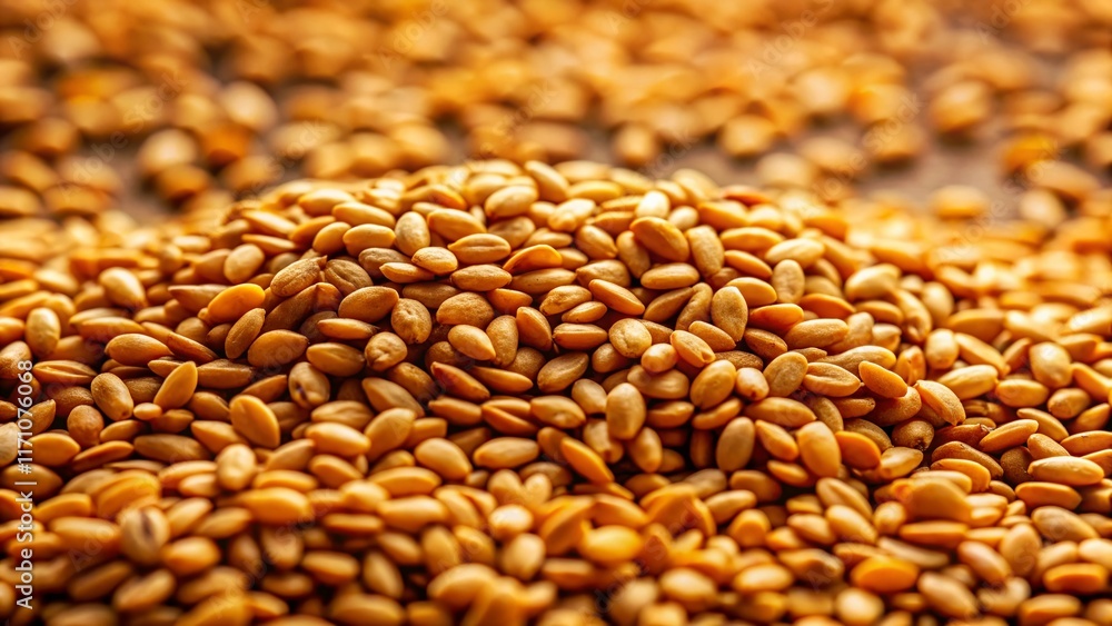 Obraz premium Panoramic View of Roasted Sesame Seeds, Golden Brown and Aromatic