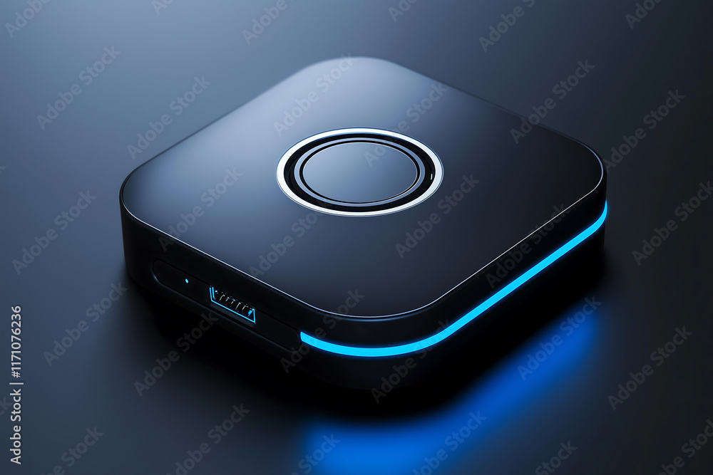High tech tracking security system with sleek design and blue accents. This device features advanced technology for monitoring and protection, ideal for modern security needs High tech tracking security system with sleek design and blue accents. This device features advanced technology for monitoring and protection, ideal for modern security needs
