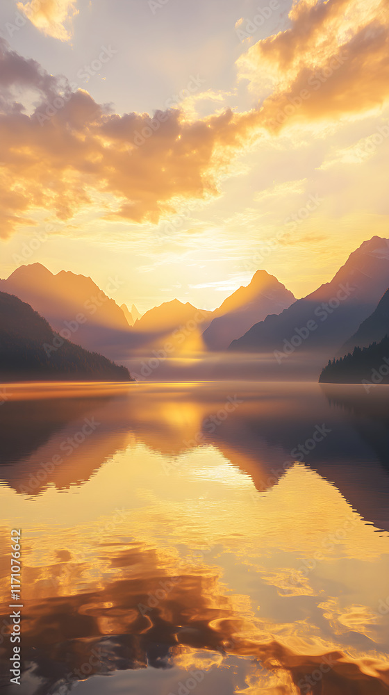 Golden Tranquility: Capturing Nature's Majestic Symphony at Sunset Golden Tranquility: Capturing Nature's Majestic Symphony at Sunset