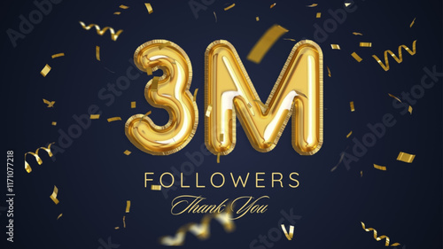 Thank you followers peoples, 3m online social group, happy banner celebrate, Vector illustration