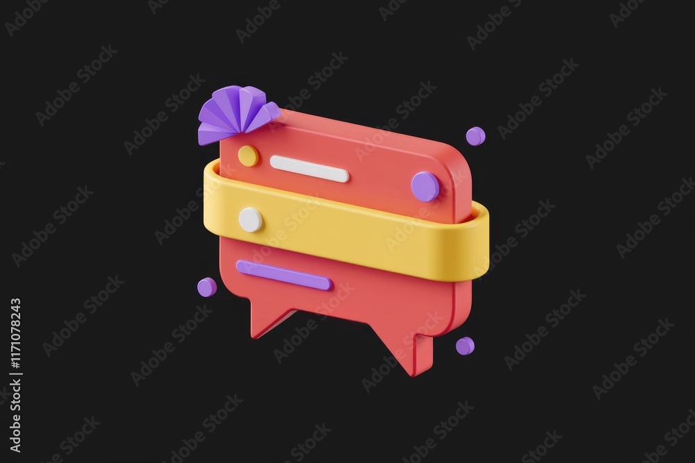 3D render of a colorful chat bubble design, representing communication and messaging. 3D render of a colorful chat bubble design, representing communication and messaging.