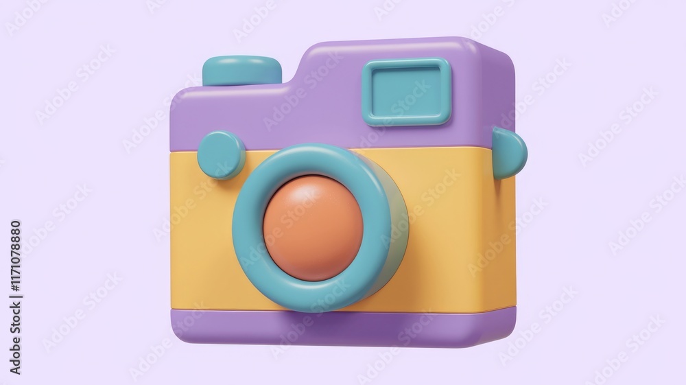 A colorful 3D rendering of a cartoon camera, symbolizing photography and creativity. A colorful 3D rendering of a cartoon camera, symbolizing photography and creativity.
