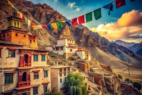 Vintage Ladakh: Hemish Monastery, Himalayan Serenity, Ancient Buddhist Architecture, India photo