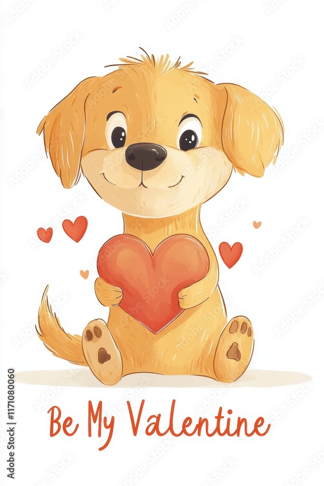 Obraz premium Valentine’s Day greeting card design with cute dog and text.