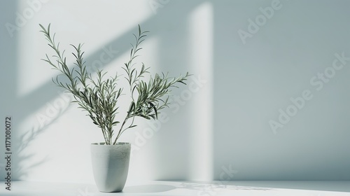 Versatile Studio Backdrop with White Background and Simulated Lighting for Object or Text Placement