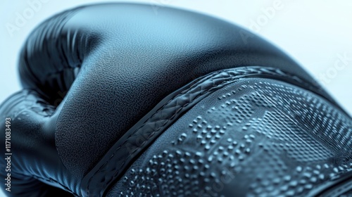 Close-up of a black boxing glove. photo