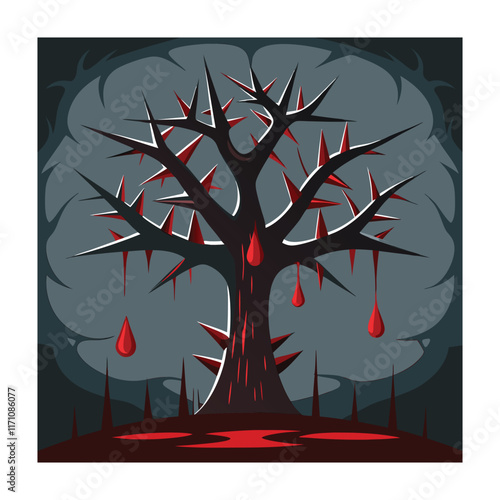 Horror tree vector illustration. Halloween, creepy tree graphic