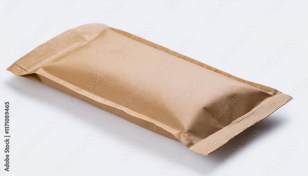 Kraft paper stand up pouches. Craft bag for product packaging. Mock-up. White backdrop. Kraft paper stand up pouches. Craft bag for product packaging. Mock-up. White backdrop.