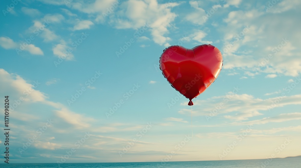 Fototapeta premium Valentine banner background of heart shape balloon in the air