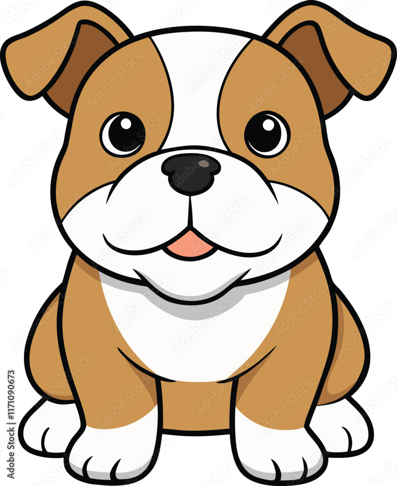Fototapeta premium Adorable Bulldog Puppy Cartoon 
