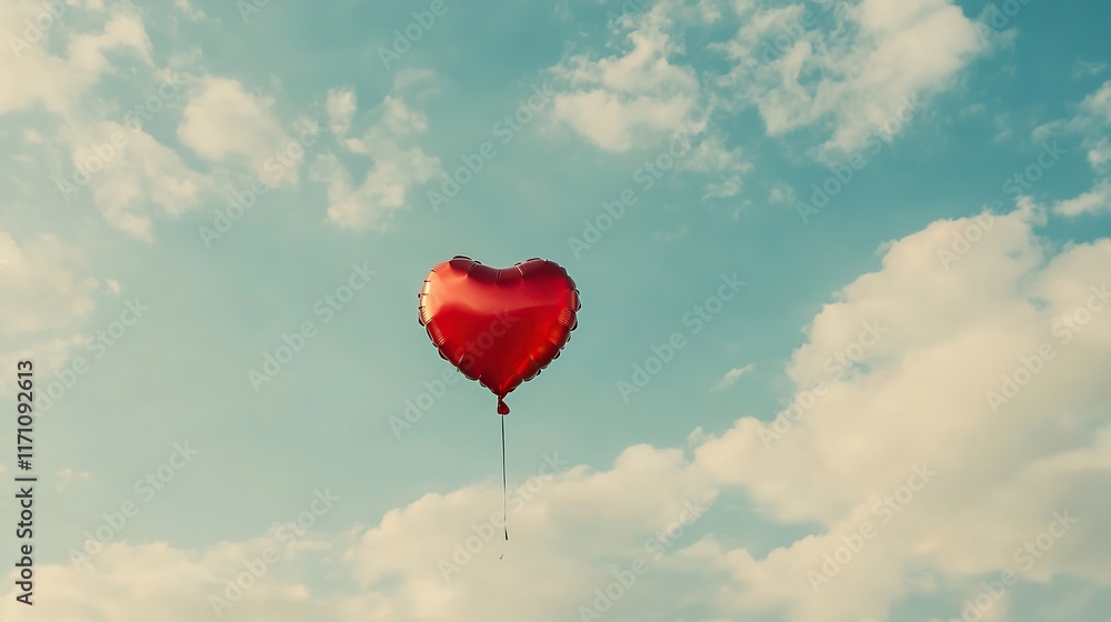 Fototapeta premium Valentine banner background of heart shape balloon in the air