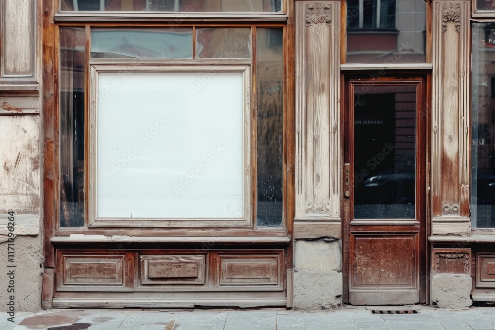 Blank Storefront Poster Mockup in Empty Window Display Blank Storefront Poster Mockup in Empty Window Display