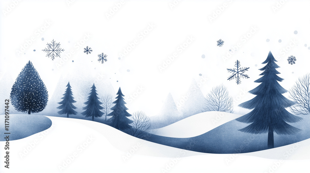 Tranquil winter landscape featuring snow-covered trees Tranquil winter landscape featuring snow-covered trees