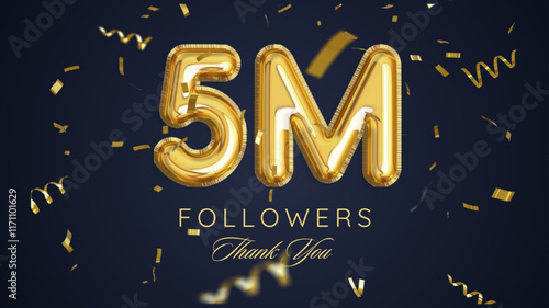 Thank you followers peoples, 5m online social group, happy banner celebrate, Vector illustration
