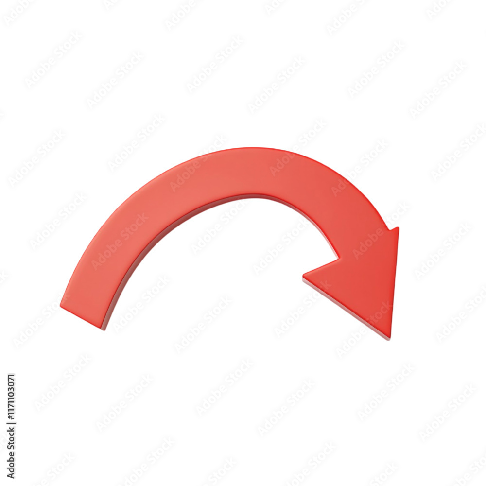 Curved Red Arrow Isolated on Transparent Background Curved Red Arrow Isolated on Transparent Background