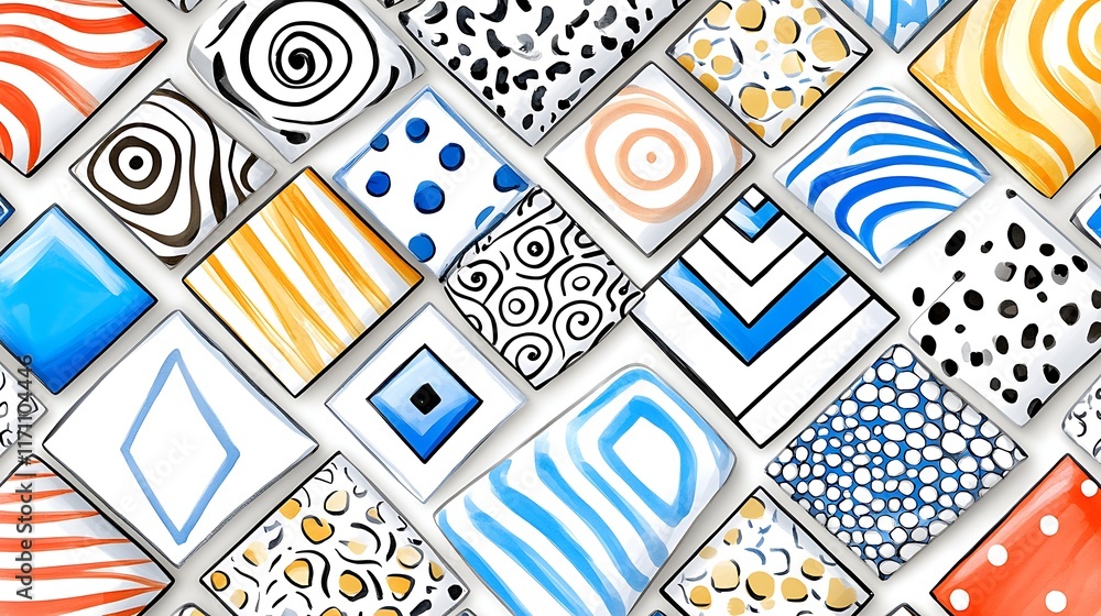 Abstract Geometric Pattern Tiles  Colorful Modern Design