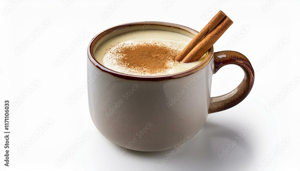 Creamy Eggnog in Rustic Mug: Warm Cinnamon Spice Delight Creamy Eggnog in Rustic Mug: Warm Cinnamon Spice Delight