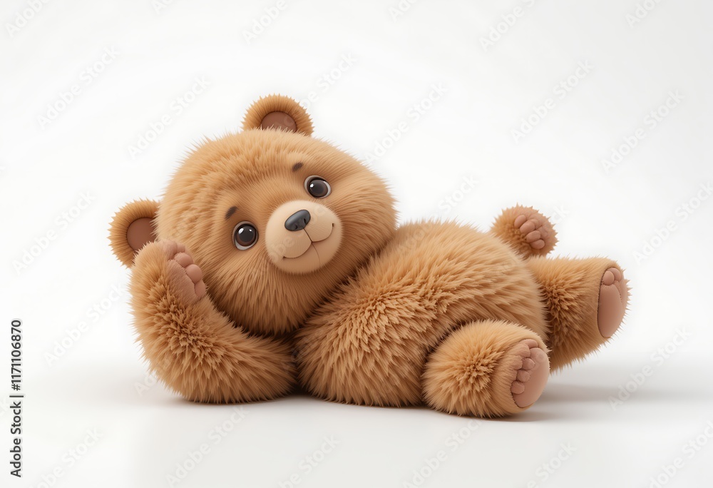 Fototapeta premium Cartoon Bear Lying Down, Relaxing, and Adorable. Generative AI
