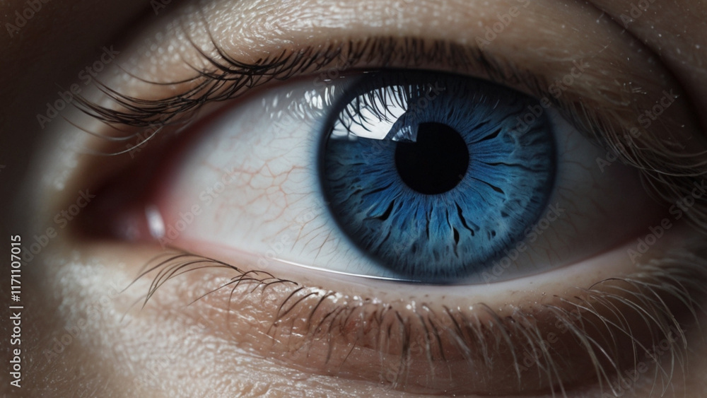 Fototapeta premium A macro closeup of a blue eye.
