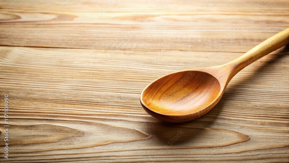 Rustic Wooden Spoon on Plano Background with Copy Space for Culinary or Craft Designs Rustic Wooden Spoon on Plano Background with Copy Space for Culinary or Craft Designs