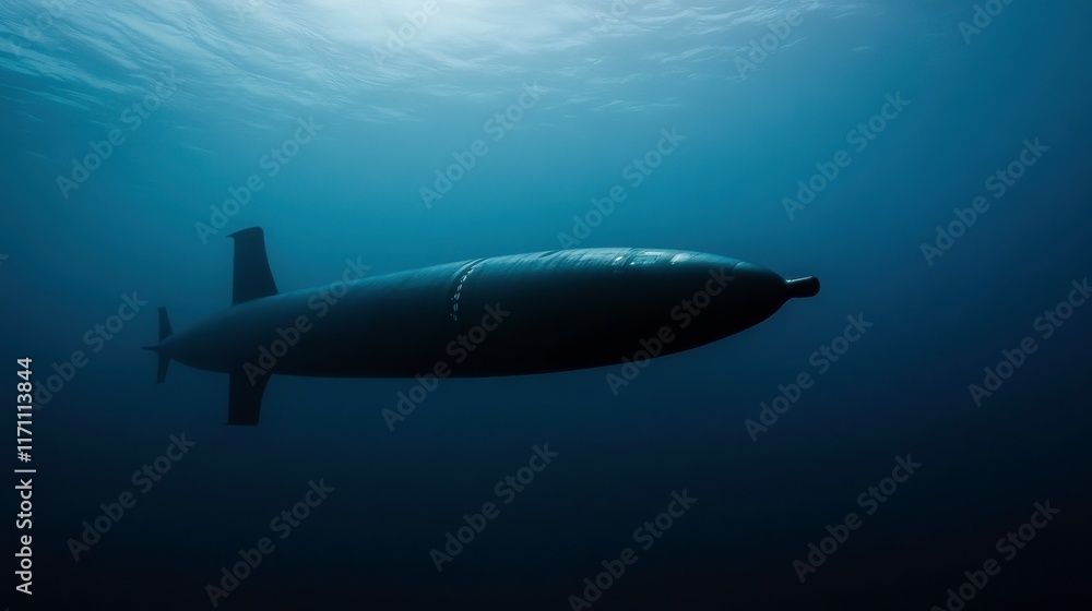 Submarine in Deep Sea Environment with Soft Lighting Submarine in Deep Sea Environment with Soft Lighting