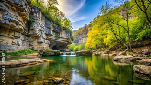 Serene Missouri Landscape: Dogwood Canyon's Minimalist Beauty
