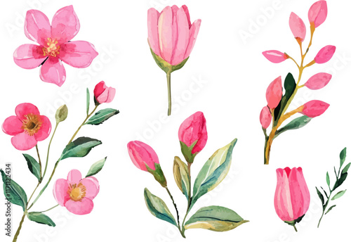seamless pattern with pink tulips