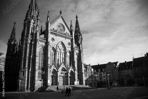 Canvas Print Mulhouse - France - 1 january 2025 - view of the st etienne protestant temple on