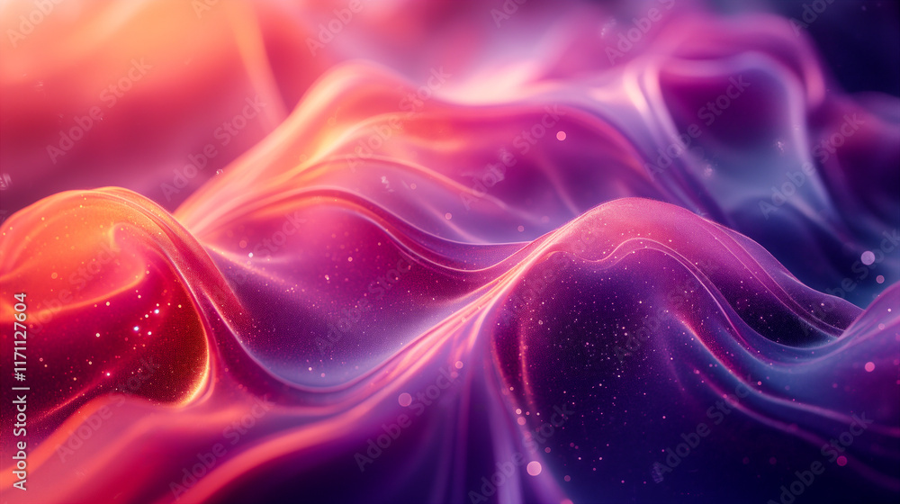 Obraz premium Abstract Cosmic Nebula With Swirling Purple, Pink, Orange, and Yellow Colors. Generative AI