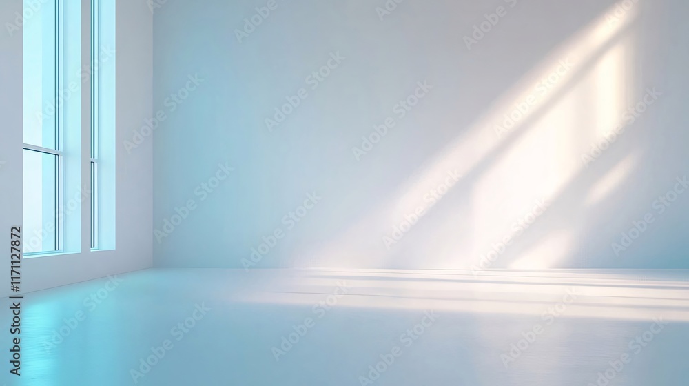Minimalist bright room interior with large window and sunlight beams. Minimalist bright room interior with large window and sunlight beams.