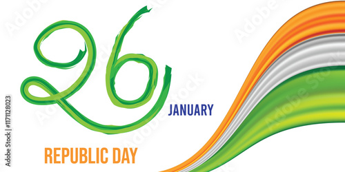 January 26 is celebrated as Republic Day in India. Happy Republic day of India festival with wave.	
