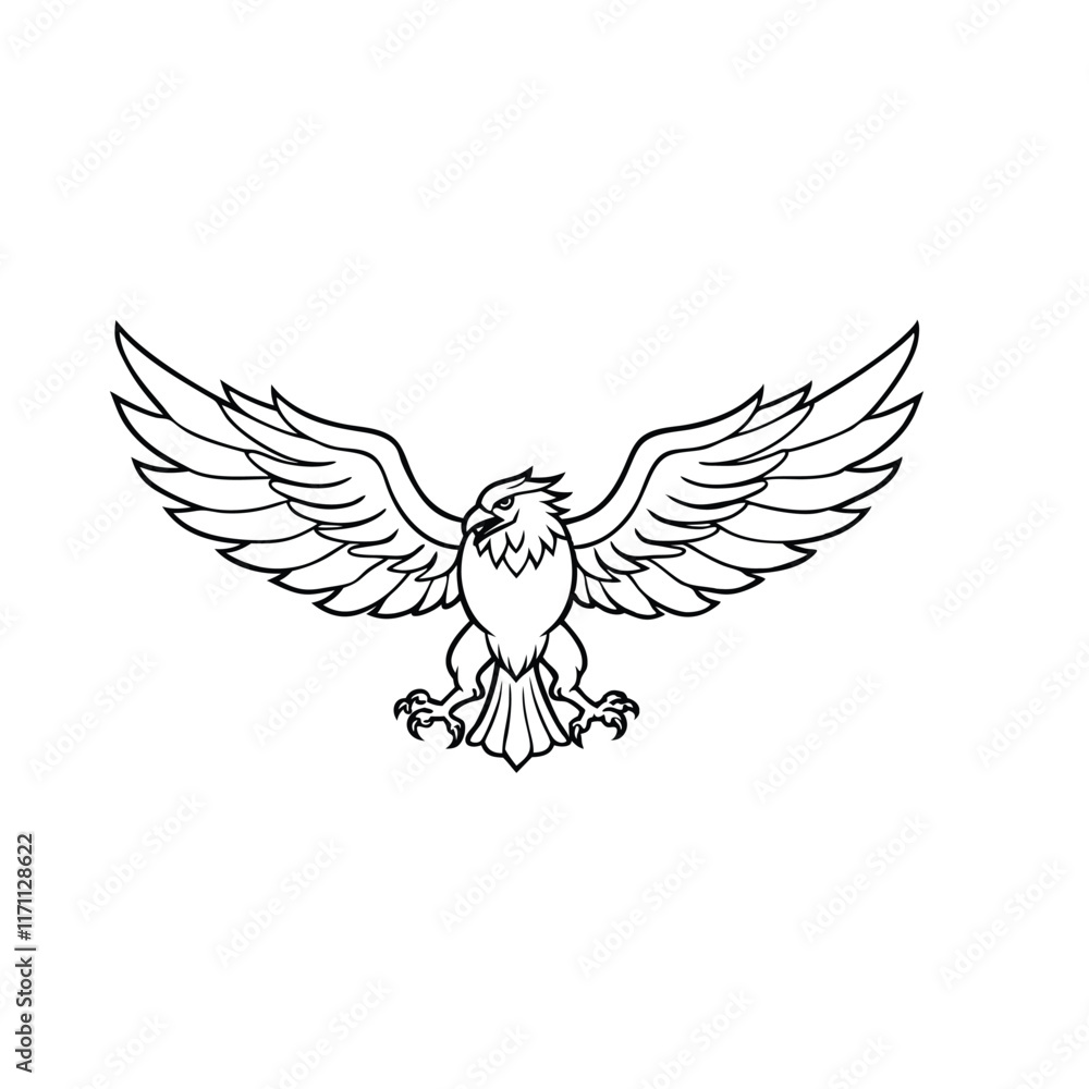 Obraz premium High-Quality Eagle Line Art Illustration with Powerful Expression
