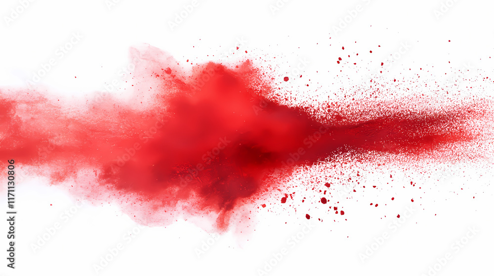 Vibrant red paint splash on white background. Cinnabar. Illustration Vibrant red paint splash on white background. Cinnabar. Illustration
